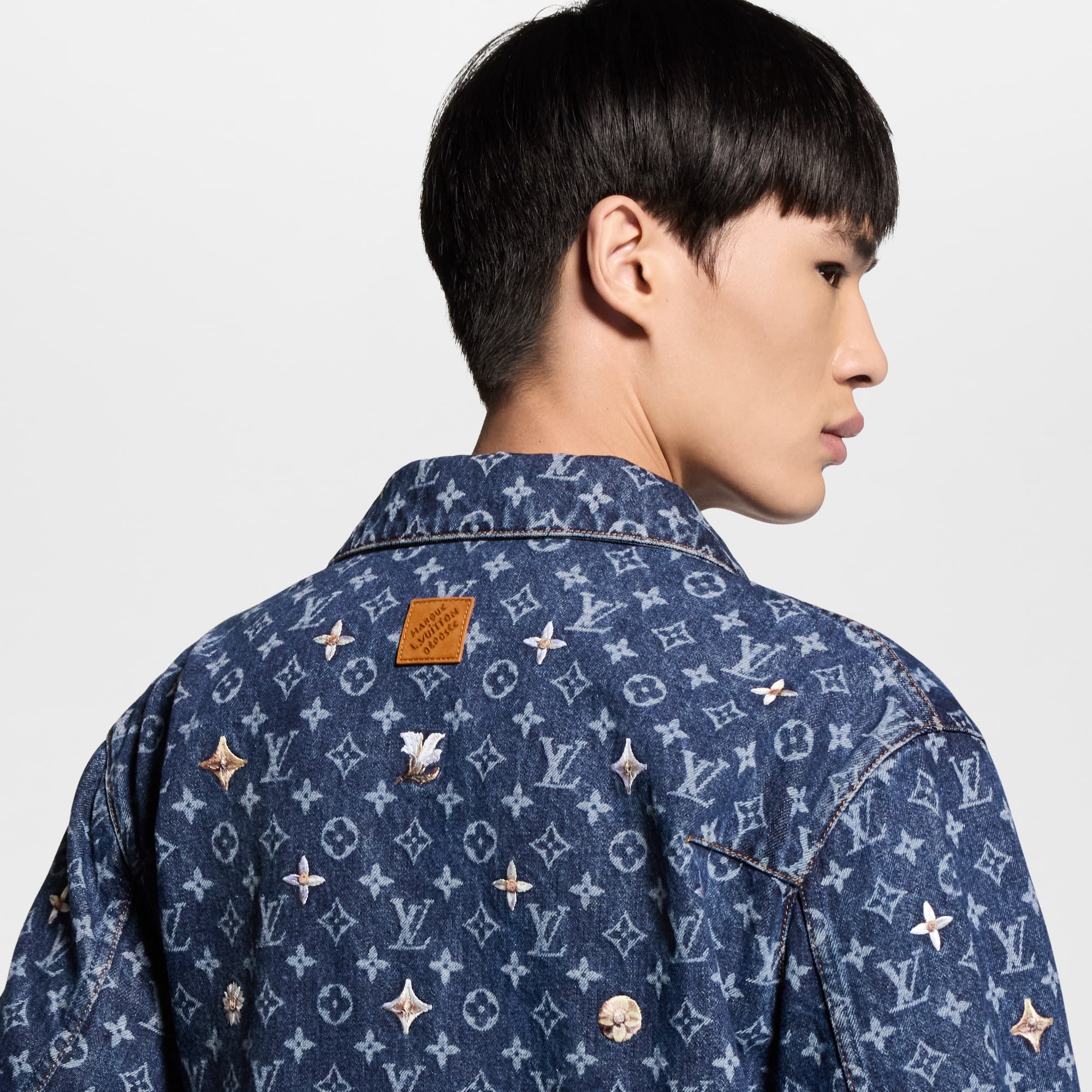 Monogram Embroidered Denim Overshirt - Men - Ready-to-Wear | LOUIS
